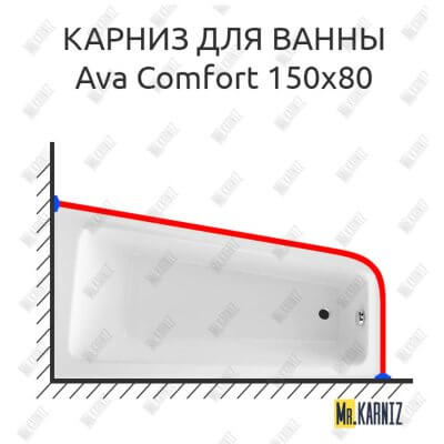 Карниз для ванны Excellent Ava Comfort 150х80 Усиленный 25 мм MrKARNIZ