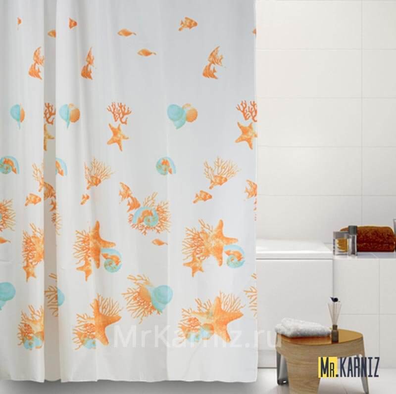 Штора для ванной Sea Music бежевая Штора для ванной Sea Music бежевая