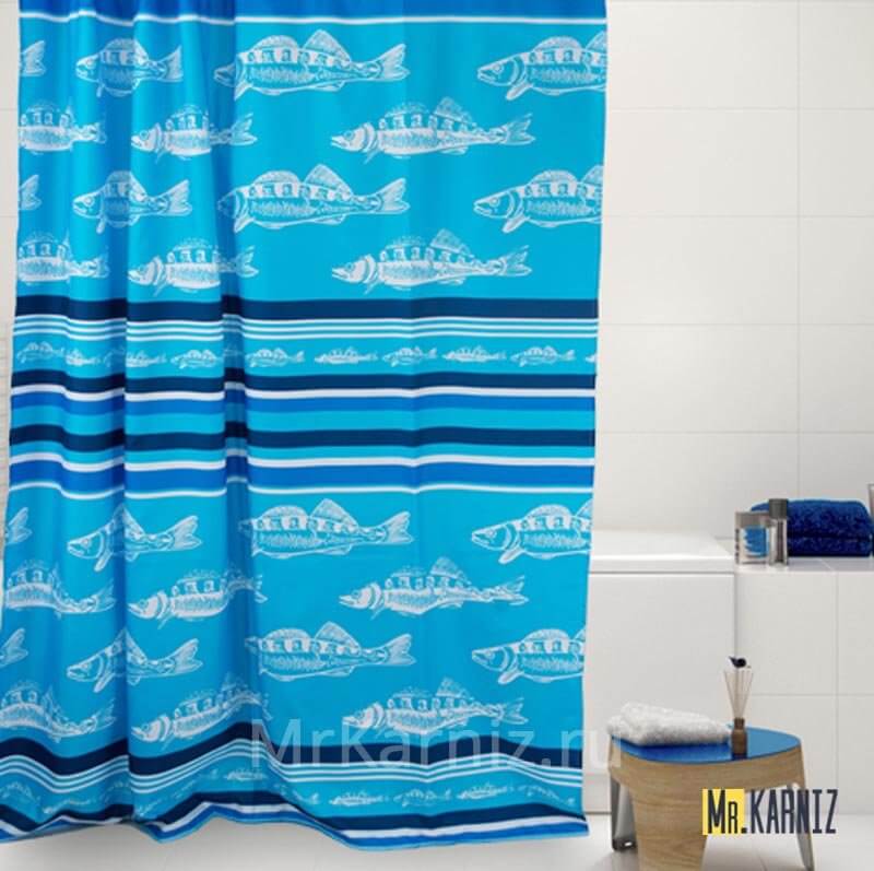 Штора для ванной Floating синяя Штора для ванной Floating синяя