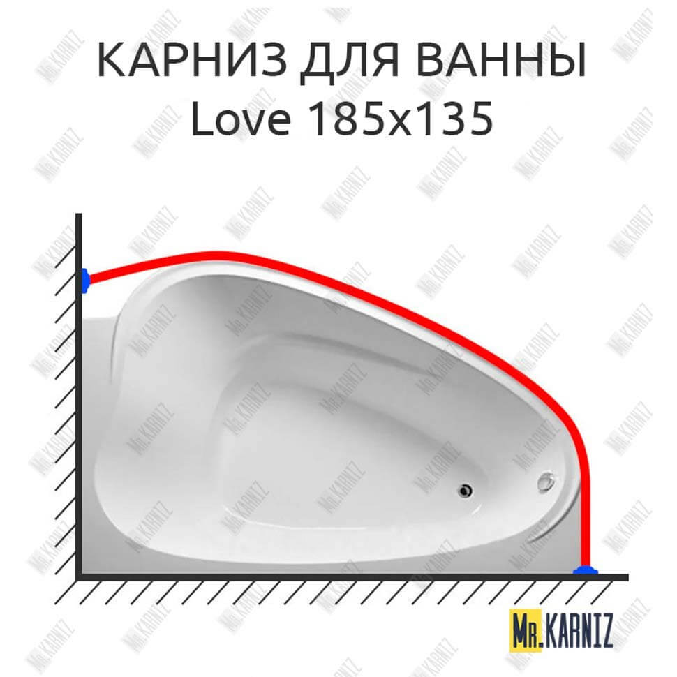 Карниз для ванны 1 MarKa Love 185х135 Усиленный 25 мм MrKARNIZ Карниз для ванны 1 MarKa Love 185х135 Усиленный 25 мм MrKARNIZ